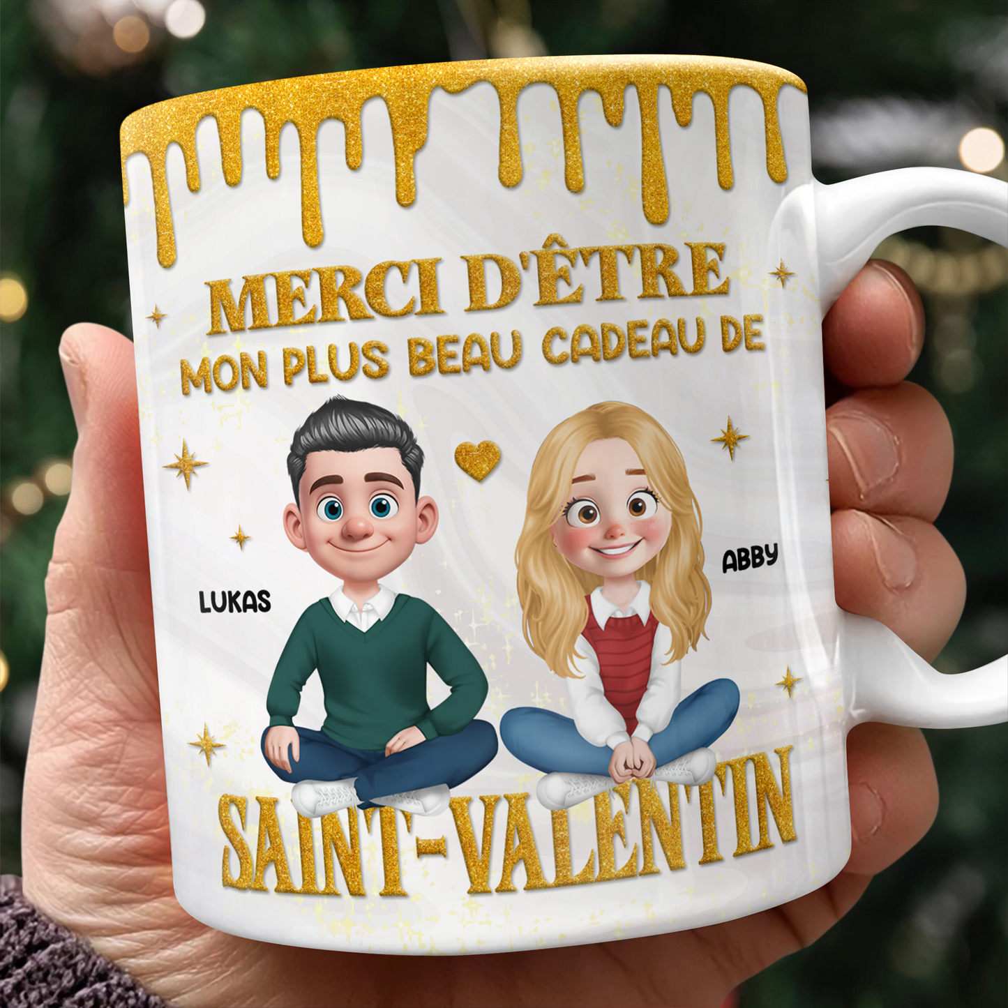 Merci D’être Mon Plus Beau Cadeau De Saint-Valentin - Mug Personnalisé 3D Gonflé Effet
