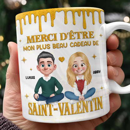 Merci D’être Mon Plus Beau Cadeau De Saint-Valentin - Mug Personnalisé 3D Gonflé Effet