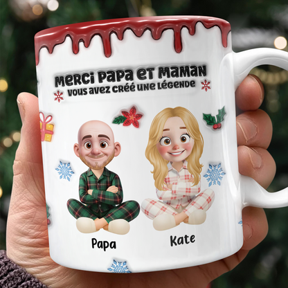 Merci Papa Et Maman, Vous Avez Créé Une Légende - Mug Personnalisé 3D Gonflé Effet