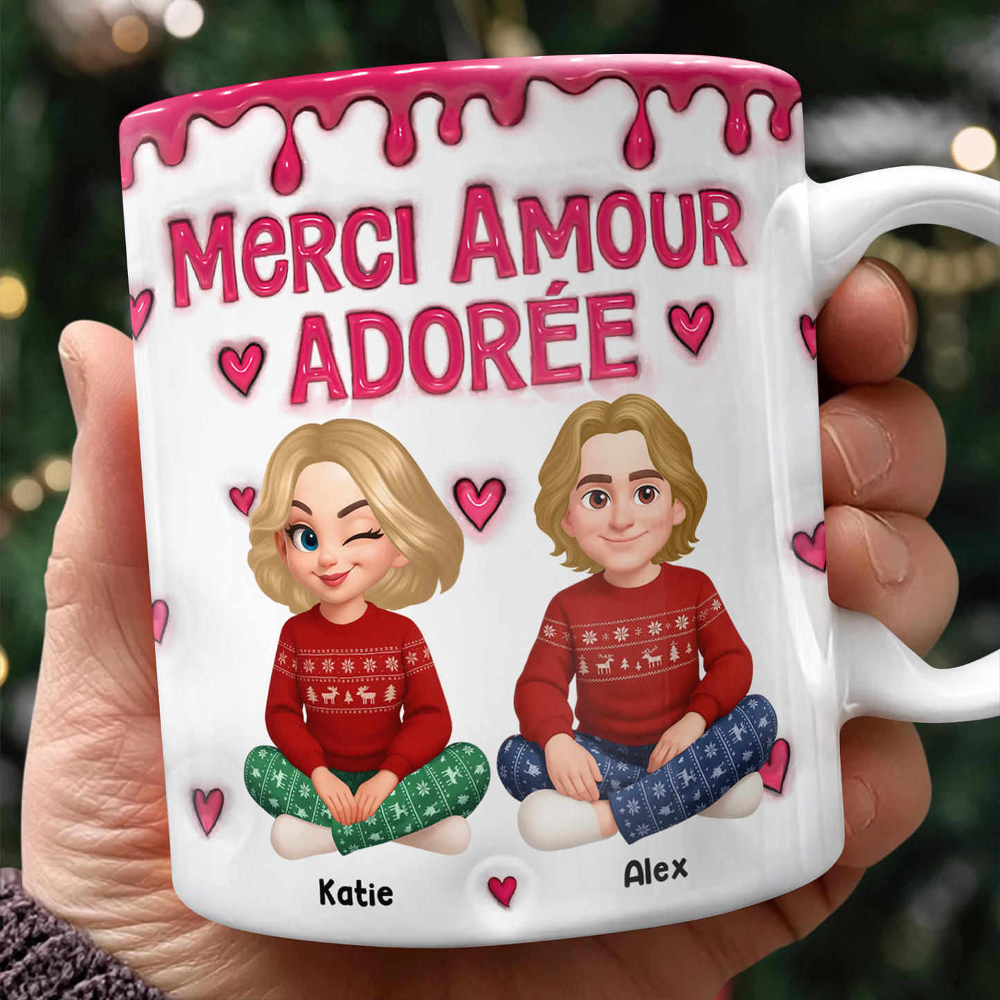 Merci Amour Adorée Je t’aime - Mug Personnalisé 3D Gonflé Effet