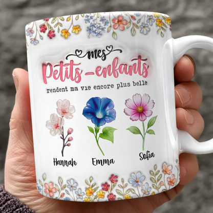 Mes Petits-enfants Rendent Ma Vie Encore Plus Belle Fleur - 3D Mug Personnalisé
