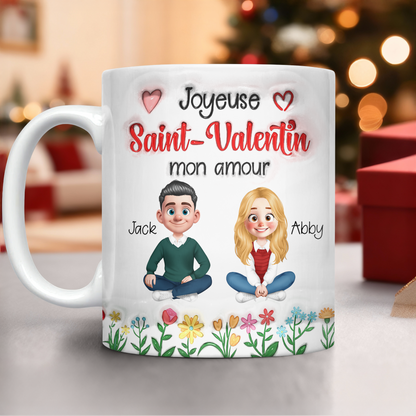 Joyeuse Saint-Valentin Mon Amour 3D Effet- Mug Personnalisé 3D Gonflé Effet