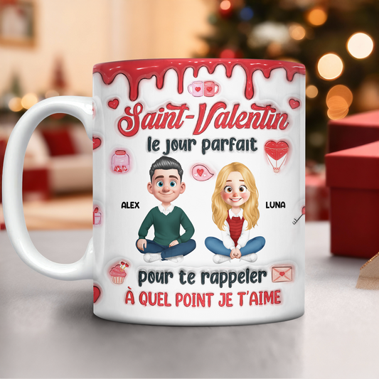 Saint-Valentin Je T’aime - Mug Personnalisé 3D Gonflé Effet