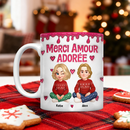 Merci Amour Adorée Je t’aime - Mug Personnalisé 3D Gonflé Effet