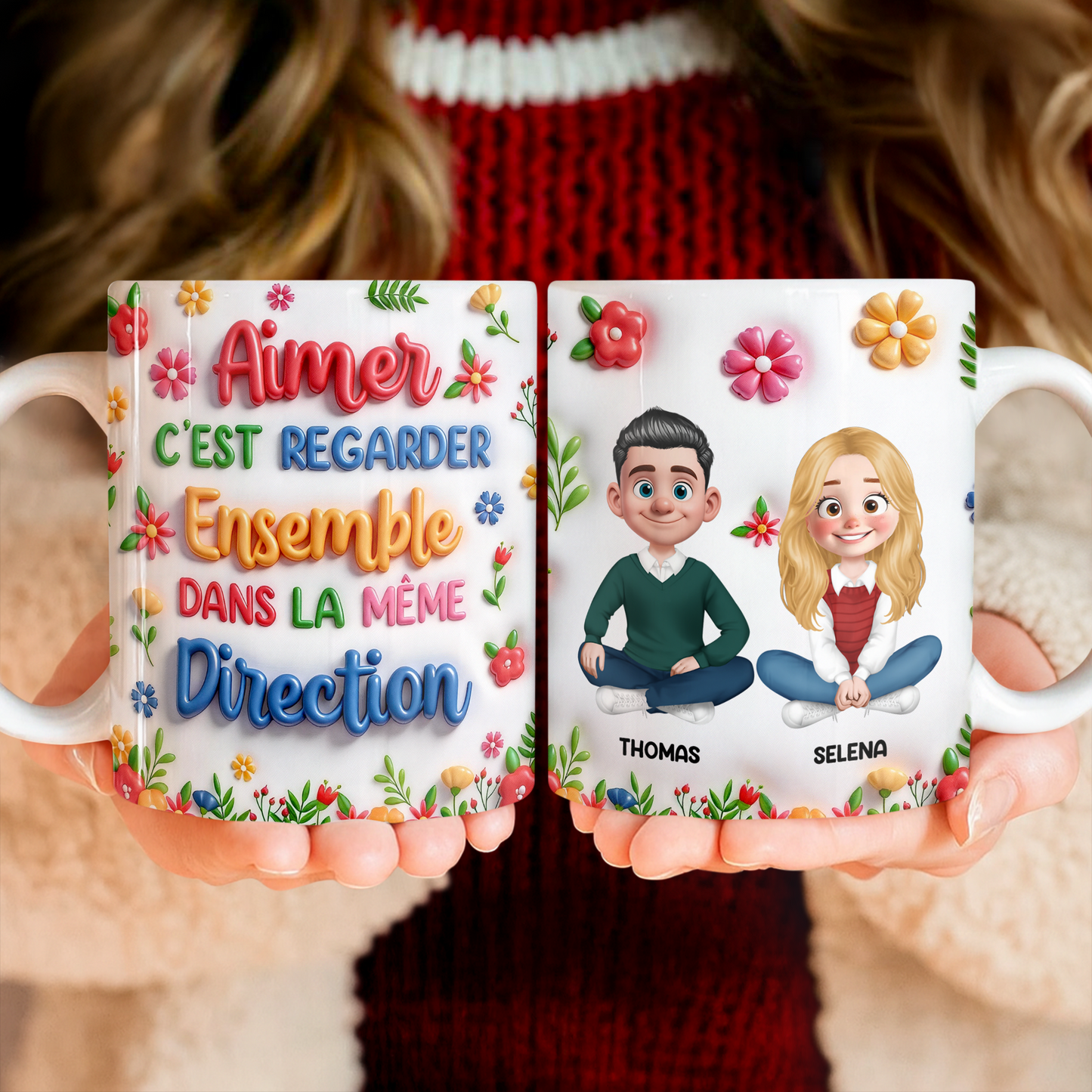 C'est Regarder Ensemble Dans La Même Direction Photo - Mug Personnalisé 3D Gonflé Effet