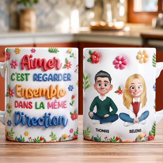 C'est Regarder Ensemble Dans La Même Direction Photo - Mug Personnalisé 3D Gonflé Effet