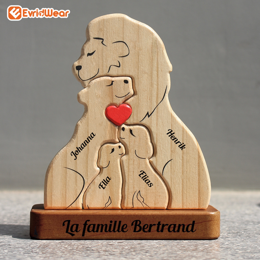 Famille De Lion Personnalisée En Bois - Puzzle De Famille En Bois - Sculptures En Bois Pour Animaux De Compagnie