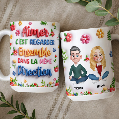 C'est Regarder Ensemble Dans La Même Direction Photo - Mug Personnalisé 3D Gonflé Effet