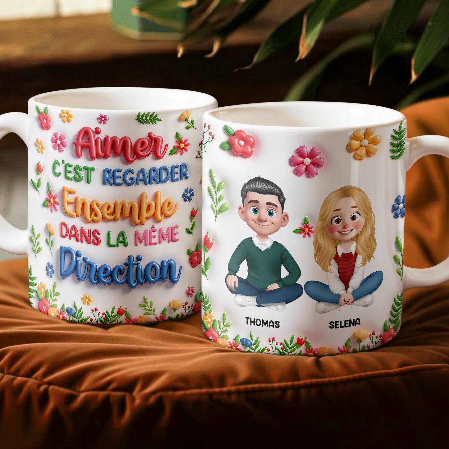 C'est Regarder Ensemble Dans La Même Direction Photo - Mug Personnalisé 3D Gonflé Effet