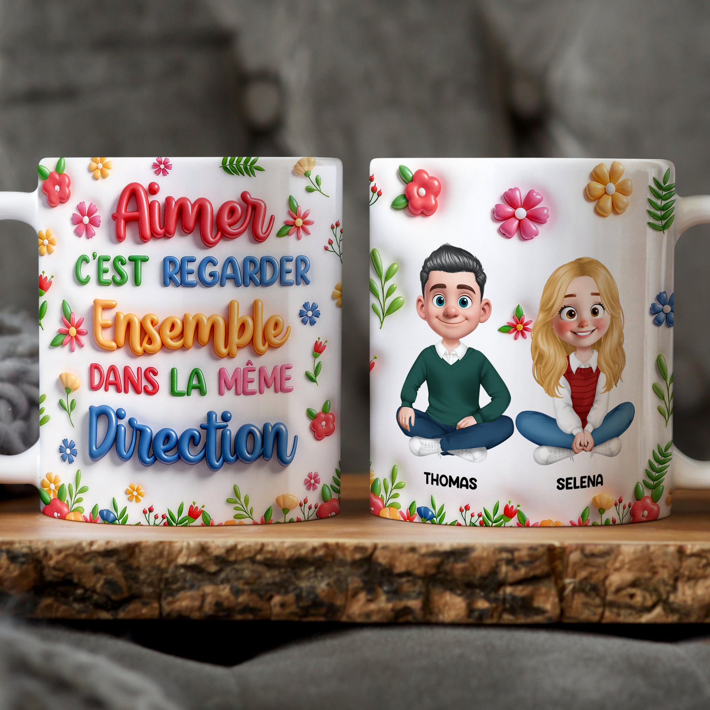 C'est Regarder Ensemble Dans La Même Direction Photo - Mug Personnalisé 3D Gonflé Effet