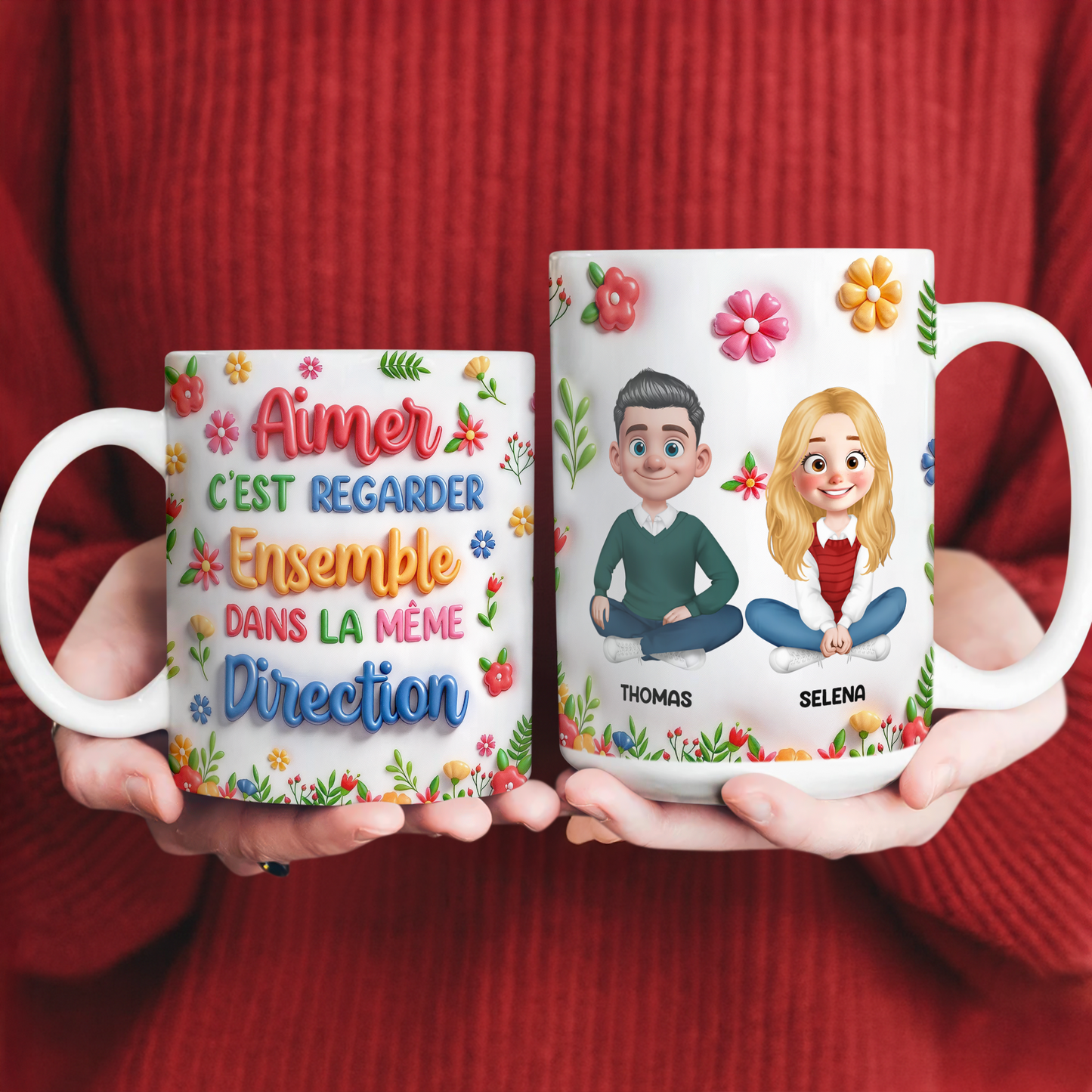 C'est Regarder Ensemble Dans La Même Direction Photo - Mug Personnalisé 3D Gonflé Effet