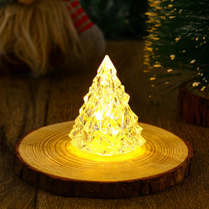 Veilleuse en acrylique en forme d'arbre de Noël – Cadeau pour Fête de Noël, lampe de table de style romantique en cristal, mini décoration de 8,1 cm pour chambre, salon ou salle à manger