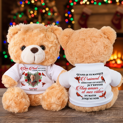Que Noël Soit Doux Comme Tes Câlins - Ours En Peluche en T-shirt Personnalisé avec Photo