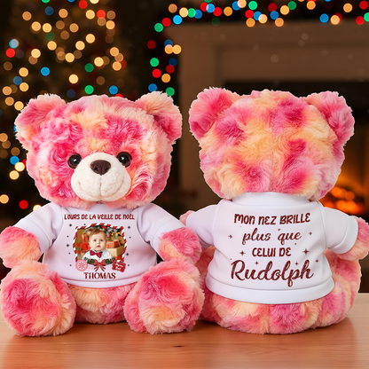 L’Ours De La Veille De Noël - Ours En Peluche en T-shirt Personnalisé avec Photo