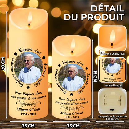 Toujours manqué - Bougie commémorative et porte-clés combinés - Bougie LED Sans Flamme Personnalisée