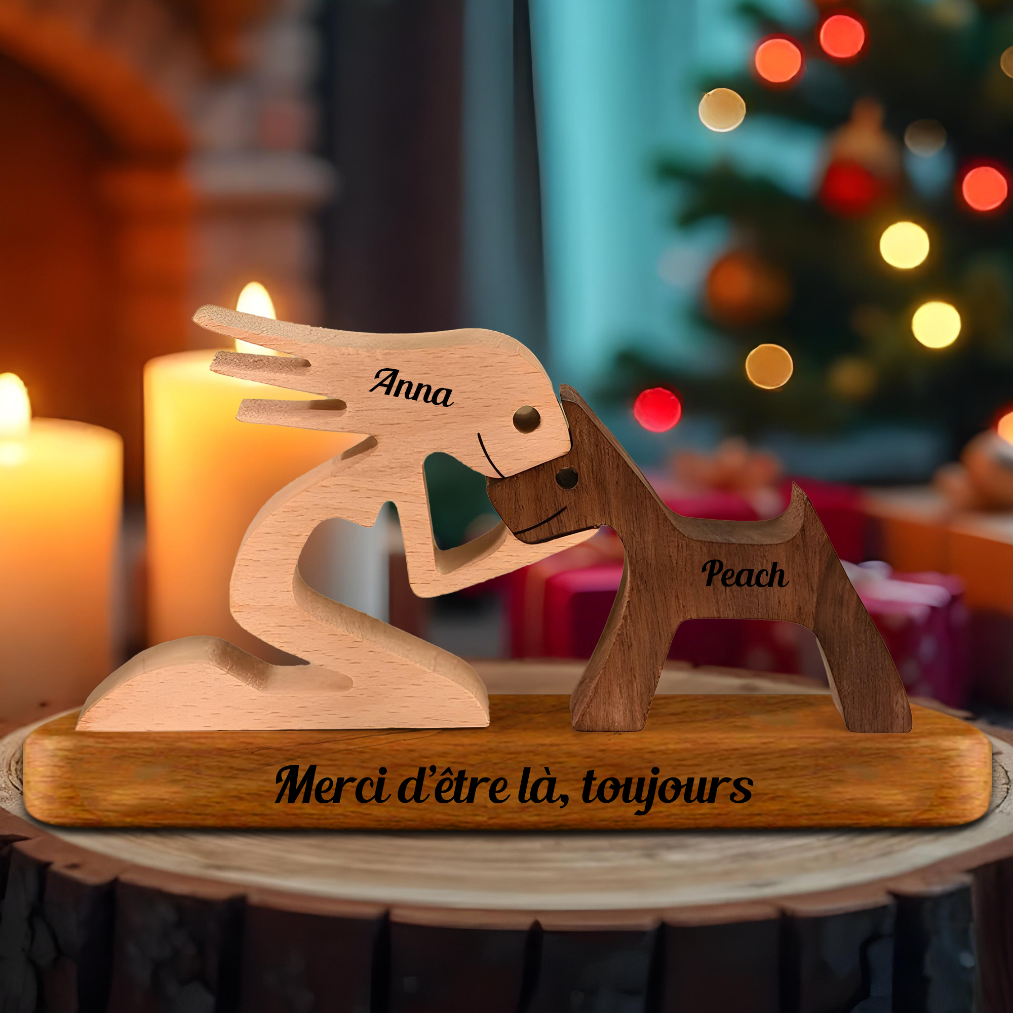 Sculptures d'Animaux en Bois Personnalisées avec Socle - Puzzle en Bois avec Nom Personnalisé - Décoration Gravée en Bois