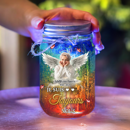 Je Suis Toujours Avec Toi - Lampe Personnalisée Pour Pot Mason En Souvenir
