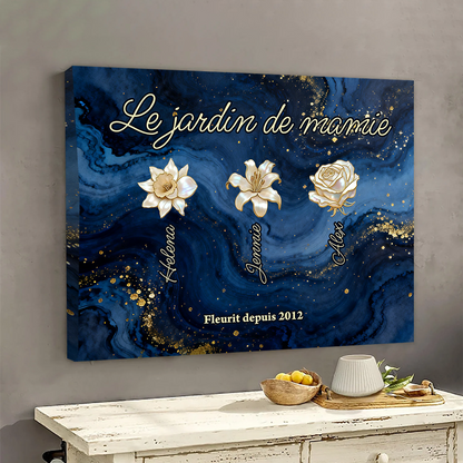 Le Jardin De Mamie - Impression Sur Toile Personnalisée - Cadeau Familial