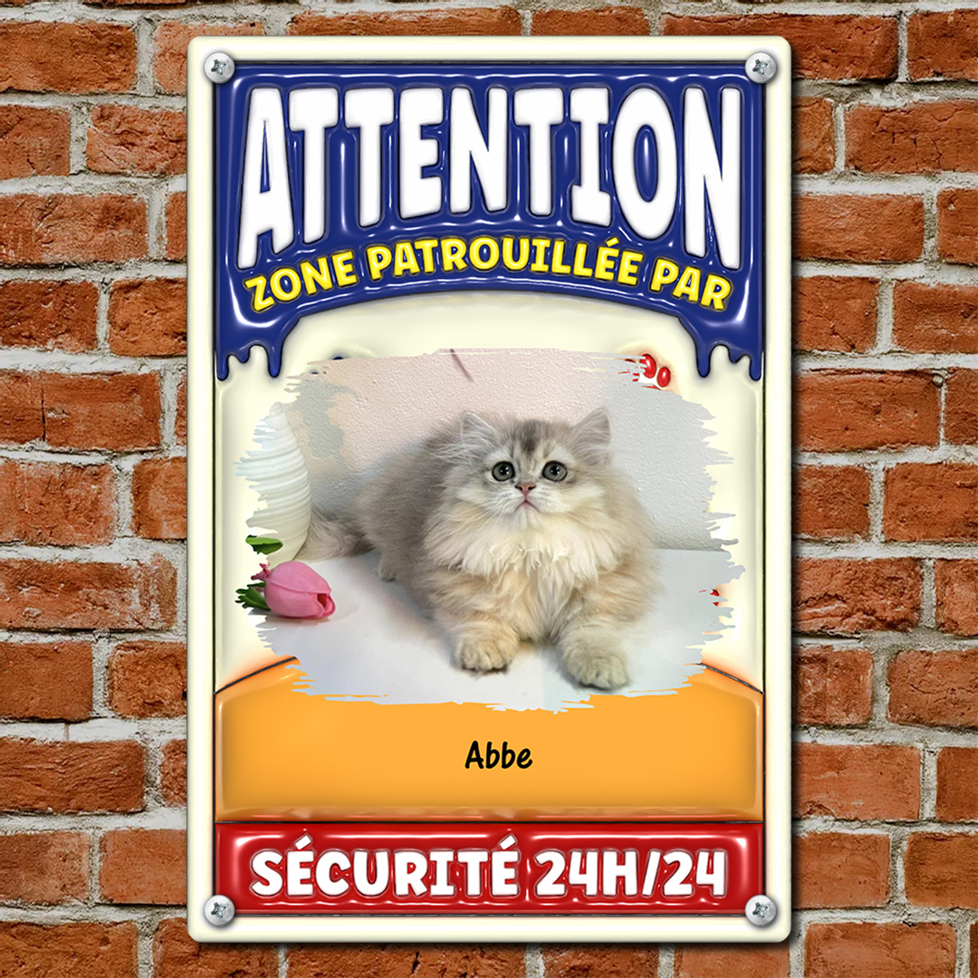 Attention Zone Photo Sécurité 24H/24 - Plaque En Métal Personnalisée