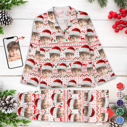Pyjamas Personnalisés avec Photo de Chat pour Noël - Set Pyjamas Personnalisés avec Visage Humain - Chien & Chat