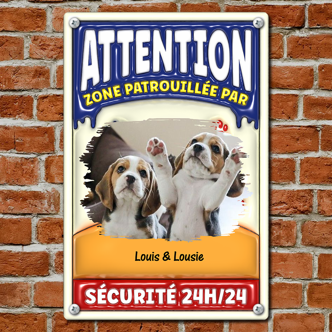 Attention Zone Photo Sécurité 24H/24 - Plaque En Métal Personnalisée