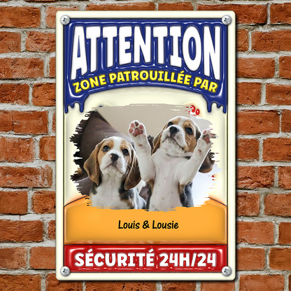 Attention Zone Photo Sécurité 24H/24 - Plaque En Métal Personnalisée