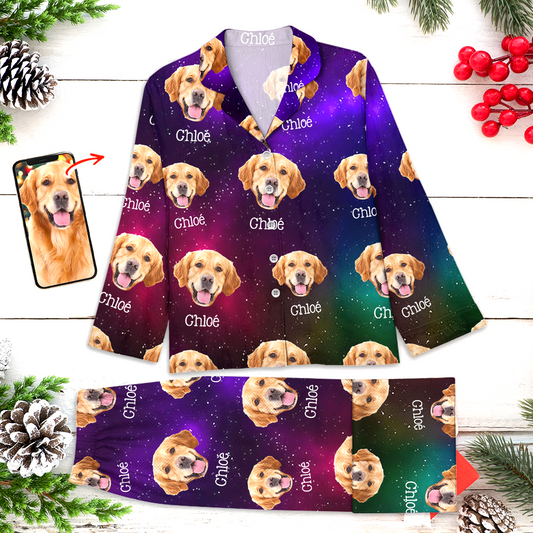 Set Pyjama Galaxie - Pyjama Personnalisé avec Photo Pattes de Chien - Pyjama de Noël