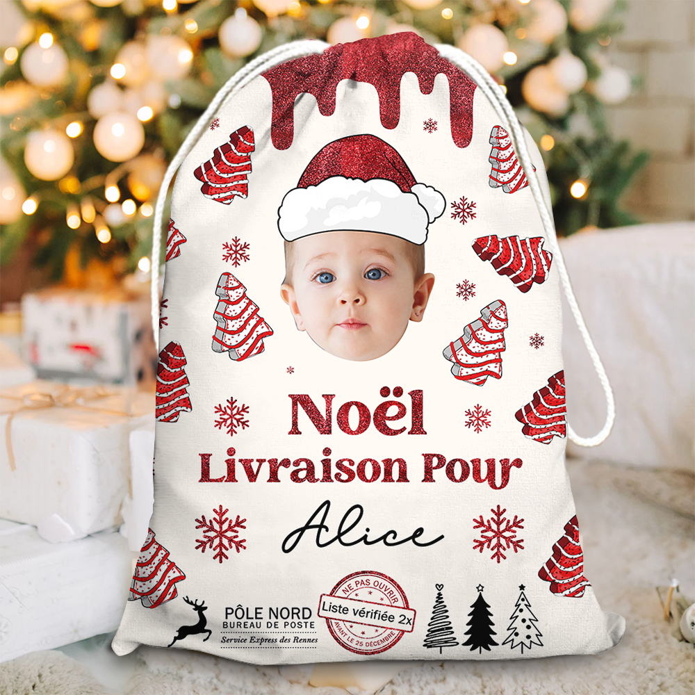 Sac De Noël Personnalisé Avec Nom - Sac Cadeau De Noël Personnalisé Pour Enfants Et Adultes - Sac De Père Noël