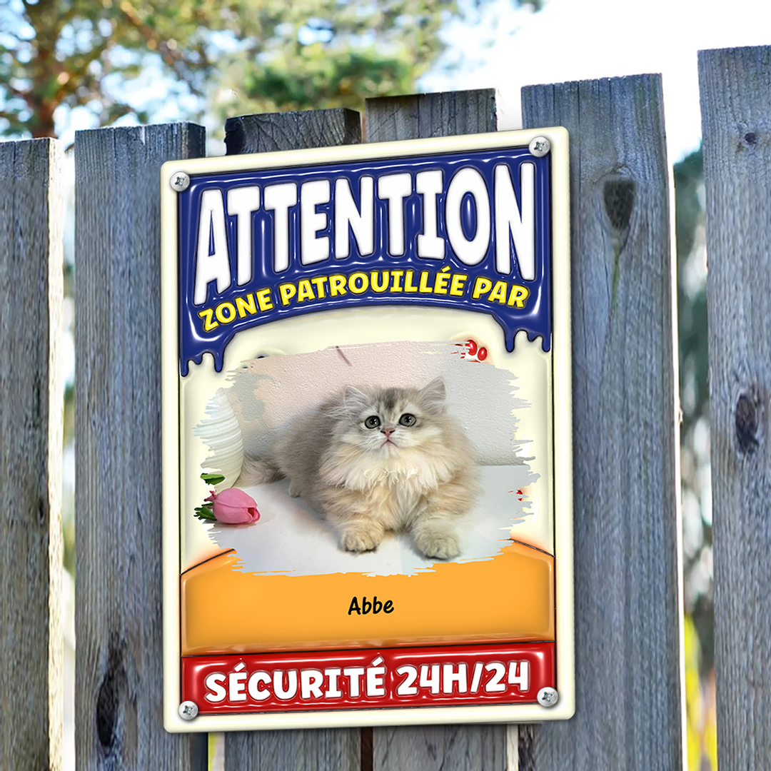 Attention Zone Photo Sécurité 24H/24 - Plaque En Métal Personnalisée
