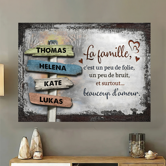 La famille, C’est Un Peu De Folie - Impression Sur Toile Personnalisée - Cadeau Familial