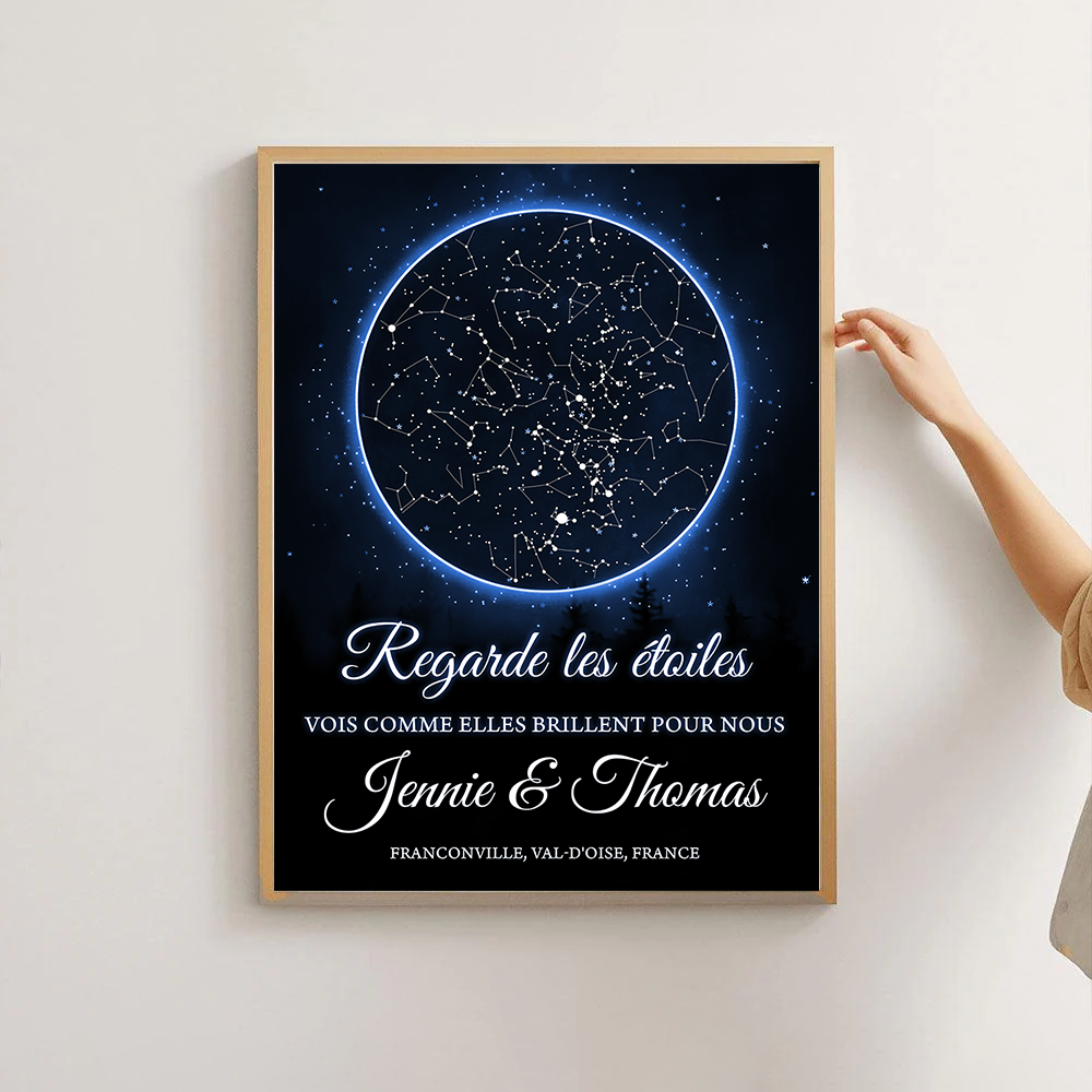 Regarde Les Étoiles - Impression Sur Toile Personnalisée - Cadeau Familial
