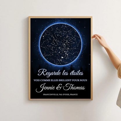 Regarde Les Étoiles - Impression Sur Toile Personnalisée - Cadeau Familial