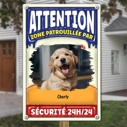 Attention Zone Photo Sécurité 24H/24 - Plaque En Métal Personnalisée