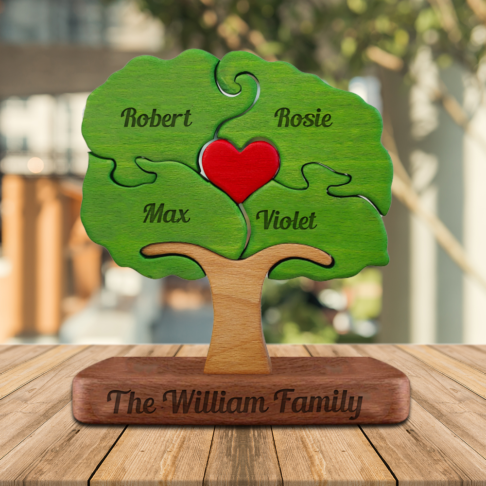 Arbre de Vie en Bois Personnalisé – Puzzle Famille en Bois – Sculptures d’Arbre en Bois