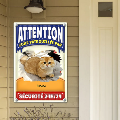 Attention Zone Photo Sécurité 24H/24 - Plaque En Métal Personnalisée