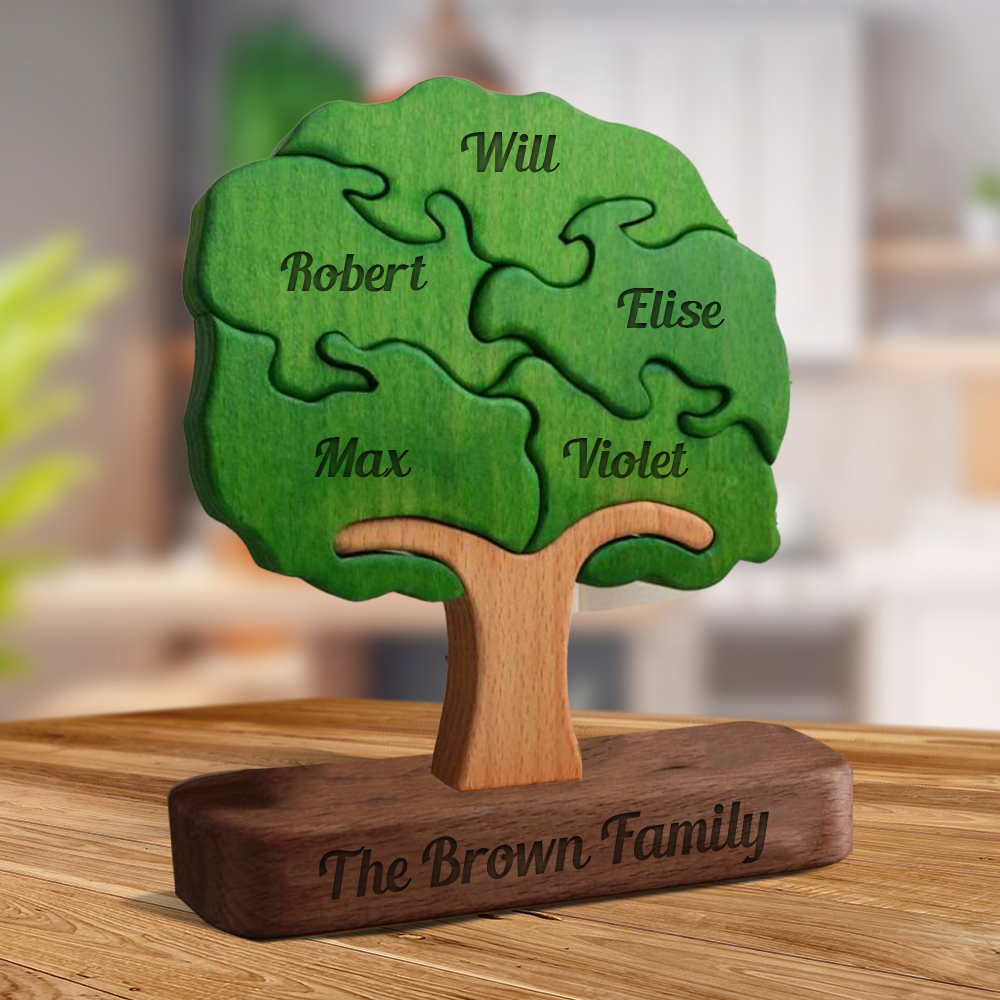 Arbre de Vie en Bois Personnalisé – Puzzle Famille en Bois – Sculptures d’Arbre en Bois