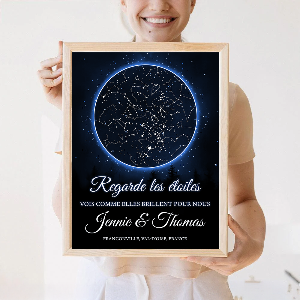 Regarde Les Étoiles - Impression Sur Toile Personnalisée - Cadeau Familial