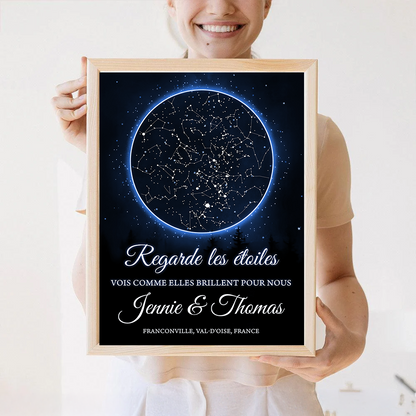 Regarde Les Étoiles - Impression Sur Toile Personnalisée - Cadeau Familial