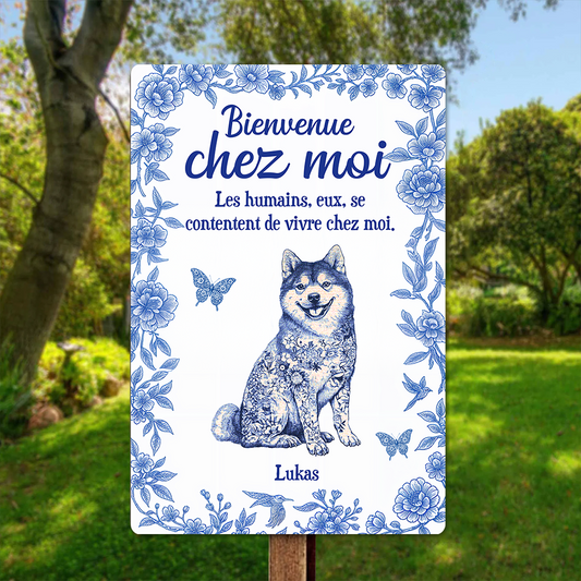 Chien Fleur - Plaque En Métal Personnalisée