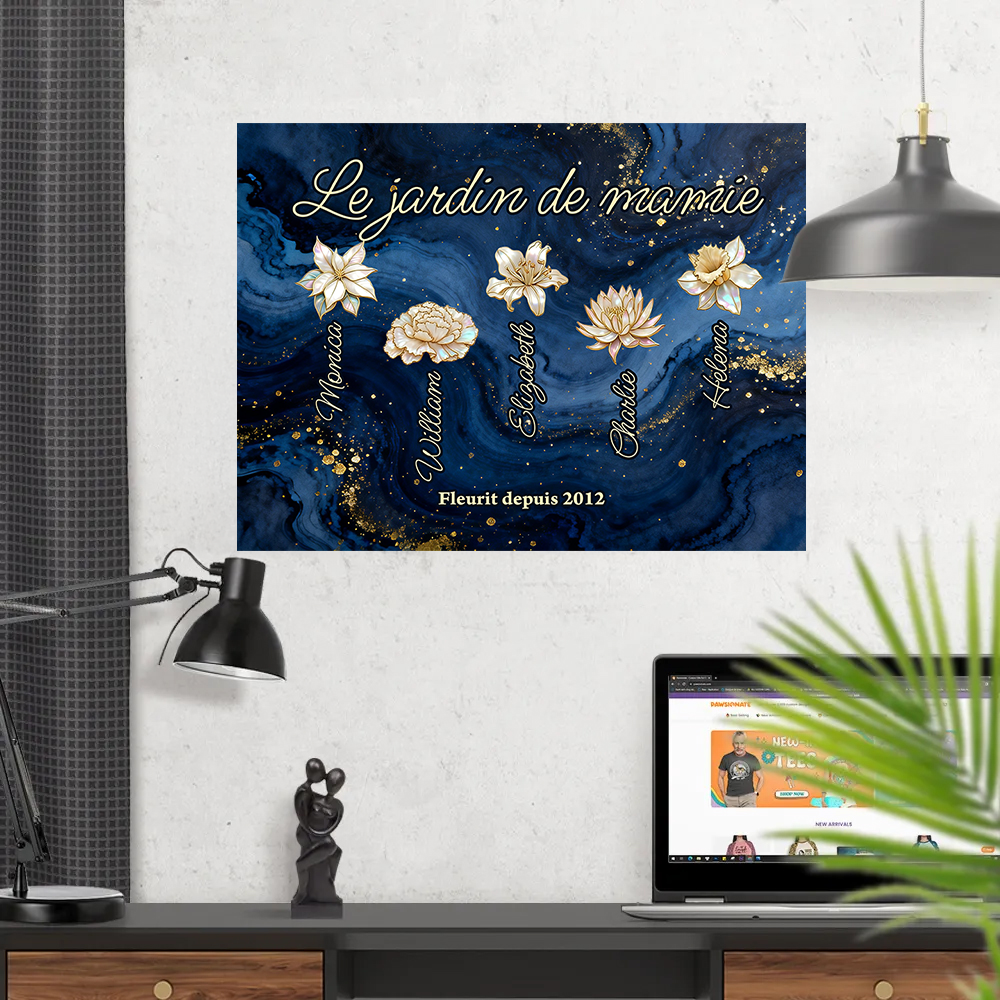 Le Jardin De Mamie - Impression Sur Toile Personnalisée - Cadeau Familial