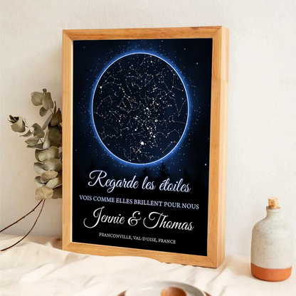 Regarde Les Étoiles - Impression Sur Toile Personnalisée - Cadeau Familial