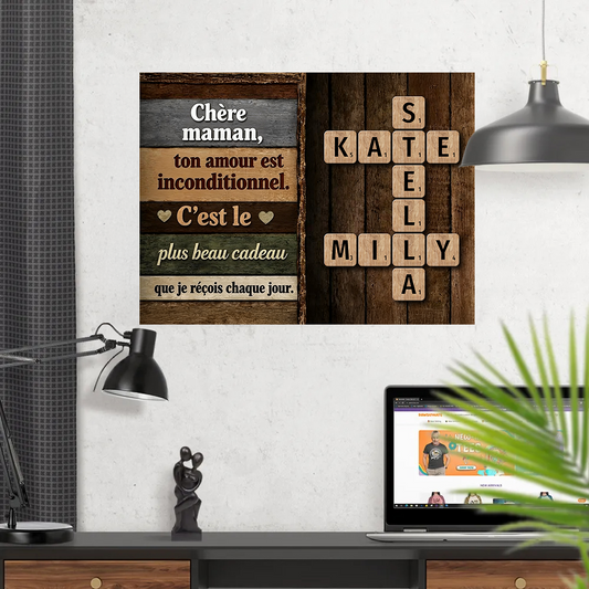 Chère Maman, Ton Amour Est Inconditionnel - Impression Sur Toile Personnalisée - Cadeau Familial