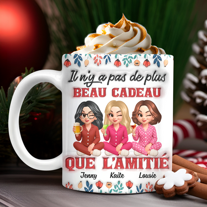 Il N'y A Pas De Plus Beau Cadeau Que L'amitié Fleur - Mug Personnalisé 3D Gonflé Effet